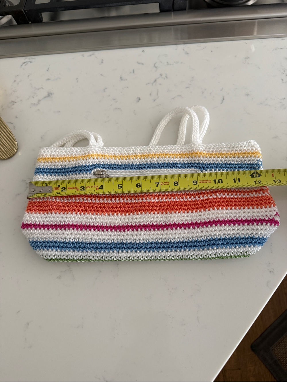 The Sak Crochet Striped Tote Bag White Multicolor Shoulder Purse - Picture 10 of 12